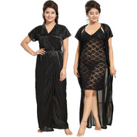 Noty - 2 Pc Women's/Girls' Hot Night Robe And Night Slip (Fab Black, Free Size)