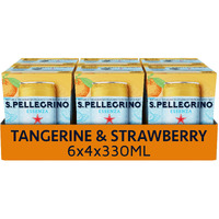San Pellegrino Essenza Tangerine & Strawberry Sparkling Mineral Water, 11.16 Fl Oz  330 Ml, 24 Pack