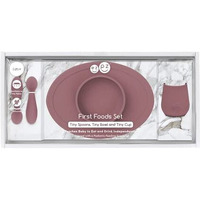 Ezpz First Food Set - 100% Food Grade Silicone Suction Bowl With Built-In Placemat, Training Cup & Spoon - Designed By A Pediatric Feeding Specialist - Promotes Self Feeding - 6 Months+ (Mauve)