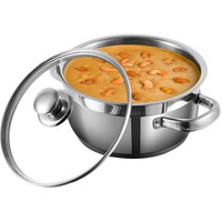 Vinod Bremen Stainless Steel Sauce Pot With Glass Lid - 1.5 Litre, 16 Cm | 2.5Mm Thick Base | Riveted Sturdy Handle | 2 Year Warranty | Induction And Gas Base - Silver