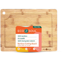 Eco Soul [18 X 12 Inch, X Large] Bamboo Cutting Board | Wooden Vegetable Chopping Board | Bamboo Wood Kitchen Accessories (46 X 30 Cm)