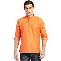 Sojanya (Since 1958, Men's Cotton Orange Short Kurta, Size: 40