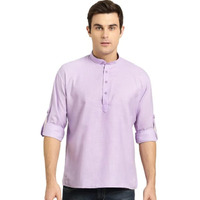Sojanya (Since 1958, Men's Cotton Purple Short Kurta, Size: 42