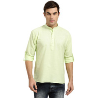 Sojanya (Since 1958, Men's Cotton Green Short Kurta, Size: 44