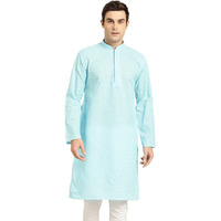 Sojanya (Since 1958, Men's Pure Cotton Sky Blue Embroidered Only Kurta, Size: 42