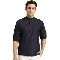 Sojanya (Since 1958, Men's Cotton Navy Blue Short Kurta, Size: 44