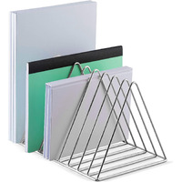 Techsrmaji Triangle Newspaper And Magazine Stand, Newspaper Rack, File Racks, Holder Desktop Iron Book Rack, Shelf Rack For Table Office, File Organizer For Desk (Silver)