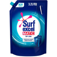 Surf Excel Matic Top Load Liquid Detergent 3.2 L Refill, Designed For Tough Stain Removal On Laundry In Washing Machines - Mega Pack (Package May Differ)