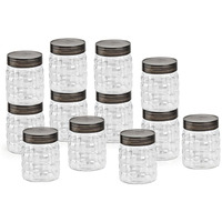 Cello Checkers Pet Plastic Airtight Canister Set | Food Grade And Bpa Free Canisters | Air Tight Seal & Stackable Transparent | 300Ml, Set Of 12
