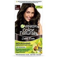 Garnier Color Naturals Crme Hair Color, Shade 3 Darkest Brown, 70Ml + 60G