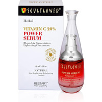 Soulflower 20% Vitamin C Face Serum For Glowing Skin, Reduces Dark Spots, Pigmentation & Dull Skin With Hyaluronic Acid, Saffron, Grapeseed, Licorice & Green Tea | Men & Women | 40Ml