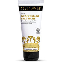 Soulflower Kumkumadi Face Wash For Deep Cleansing, Instant Glow, Moisturizing, Face Cleanser With Aloe Vera, Turmeric, Gudhal, Saffron, Almond | Paraben Free, Vegan, Clinicaly Tested | 100Ml