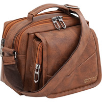 Storite Stylish Pu Leather Sling Cross Body Travel Office Messenger One Side Shoulder Bag For Men Women - Coffee Brown (23 X 10.5 X 18 Cm)