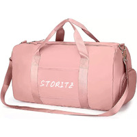 Storite Nylon 46 Cm Foldable Travel Duffel Bag, Sports Gym Duffle Bag, Shoulder Handbag For Women, Outdoor Weekend Bag With Shoe And Wet Clothes Compartments (Pink,46X23X23 Cm)