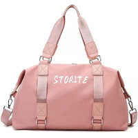 Storite Nylon 47 Cm Travel Duffle Bag, Sports Shoulder Bag For Women With Wet Pocket Weekender Overnight Luggage Bag - (Pink, 47 X 16 X 30 Cm)