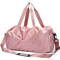 Storite Nylon 41 Cm Travel Duffle Bag For Women Foldable Sports Gym Shoulder Handbag Carry Weekender Overnight Luggage Bag With Shoe And Wet Clothes Compartments (Pink,41X25X23 Cm)