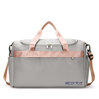 Storite Nylon 44 Cm Imported Travel Duffle Bag For Women Sports Gym Shoulder Bag With Shoe Compartment Weekender Overnight Travel Luggage Bag (Grey - 44X28X20 Cm)