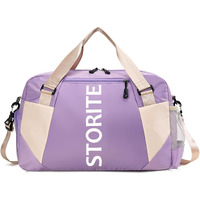 Storite Nylon 47 Cm Imported Travel Duffle Bag, Sports Shoulder Bag For Women With Wet Pocket & Shoe Compartment Weekender Overnight Luggage Bag (Purple,47X20X28 Cm)