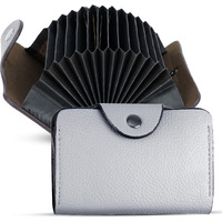 Storite 12 Slots Leather Credit Card Holder Wallet For Men & Women (10.5 X 7 X 2 Cm, Grey)