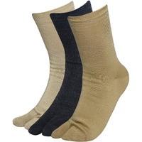 Balenzia Black Women Plain Woolen Toe Socks- Skin, Fawn (Pack Of 3)