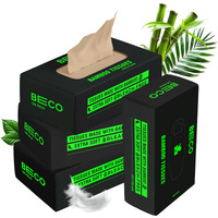 Beco Bamboo Super Soft 2-Ply Car Tissue Box| Facial Tissue-100 Pulls X 4 Packs (400 Pulls) | 100% Natural & Ecofriendly