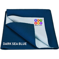 Beybee Waterproof Quick Dry Sheet For Baby| Bed Pad Anti-Piling Fleece Extra Absorbent Washable Matress Protector| Baby Bed Protector Sheet For Toddler Children, Large Size, 140X100Cm, Dark Sea Blue