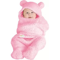 Oyo Baby 3-In-1 Hooded Baby Blanket Wrapper -Pack Of 1 (Pink) All Season Swaddle | 0-6 Months | Sleeping Bag | Great Gift | Bath Towel | Bath Robe | Multipurpose Comforter, Fleece