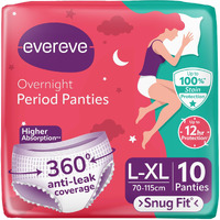 Evereve Period Panty For Girls & Women, (L-Xl), 10 Pcs, 360 Degree Coverage, 0% Leaks, High Absorbency For Heavy Flow, Maternity Delivery Pads, Postpartum & Overnight Protection, Disposable Panty