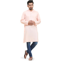 Skavij Mens Cotton Casual Wear Modern Kurta Shirt For Everyday Use Yoga Outfit Pink_Large