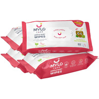 Mylo Gentle Baby Wipes Non-Lid (Pack Of 4) | 80 Wipes Per Pack | Organic Coconut Oil, Neem, Aloe Vera, Vitamin E | 98% Pure Water