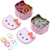 Melbees By Yellow Chimes Hair Rubber Bands For Girls Kids Hair Accessories For Girls Set Of 200 Pcs Rubberbands Multicolor Soft & Stretchy Small Ponytail Holders With Kitty Tin Storage Box For Girls Kids Teens Toddlers