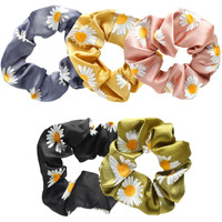 Yellow Chimes Scrunchies For Women Hair Accessories For Women 5 Pcs Satin Scrunchies Set Floral Print Rubber Bands Multicolor Scrunchie Ponytail Holders Hair Ties For Women And Girls Gifts For Women And Girls