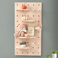 Plantex Multipurpose Pine Wall Mount Wood Pegboard For Home/Wood Display Shelf/Wall Organizer For Bedroom/Kitchen/Bathroom - (32X16 Inches)