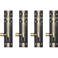 Plantex Stainless Steel Tower Bolt/Tower Bolt For Home,Offices Doors And Windows/Tower Bolt For Main Door/Door Latch/Kundi/Chitakini/Door Latch For Windows - Pack Of 4 (Brass Finish, 4 Inch)