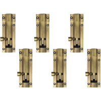 Plantex Stainless Steel Tower Bolt/Tower Bolt For Home,Offices Doors And Windows/Tower Bolt For Main Door/Door Latch/Kundi/Chitakini/Door Latch For Windows - Pack Of 6 (Brass Finish, 4 Inch)