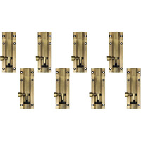 Plantex Stainless Steel Tower Bolt/Tower Bolt For Home,Offices Doors And Windows/Tower Bolt For Main Door/Door Latch/Kundi/Chitakini/Door Latch For Windows - Pack Of 8 (Brass Finish, 4 Inch)