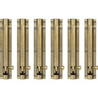 Plantex Stainless Steel 8 Inch Tower Bolt/Tower Bolt For Home,Offices Doors And Windows/Tower Bolt For Main Door/Door Latch/Kundi/Chitakini/Door Latch For Windows (Brass Antique, Pack Of 6)