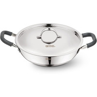 Allo Triply Stainless Steel Kadhai With Handles|Perfect Kadhai For Curry/Stir-Fry/Deep-Fry/Dryveg/Saut Induction Friendly Naturally Non-Stick With Lid | 10 Years Warranty, 28Cm, 4 Litres