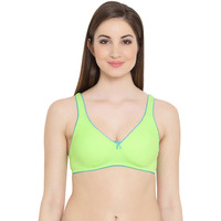 Clovia Women's Cotton Rich Solid Non-Padded Demi Cup Wire Free T- Shirt Bra (Br0584P17_Light Green_36C)