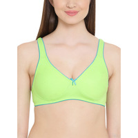 Clovia Women's Cotton Wire Free Half Cup Seamless Bra (Br0584P17-38C_Green_38 C)