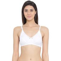 Clovia Women's Cotton Rich Solid Non-Padded Full Cup Wire Free Everyday Bra (Br0469P18_White_32C)