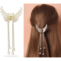 Anna Creations Latest Korean Fashion Style Metal Hair Claw Jaw Clamp Clips Hair Clutcher Hair Clip Hair Pin Hair Accessories For Women & Girls (Pack Of 1) (White & Gold (1 Pcs))
