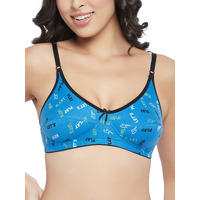 Clovia Women's Cotton Casual Full Coverage Bra (Br0227Q0332C_Blue 2_32C)