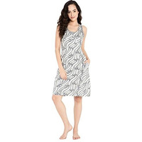 Clovia Women's Cotton Zebra Print Short Nightdress With Pocket (Ns1479P05_Grey_M)