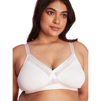 Nykd WomenS X-Frame Laced Everyday Cotton Bra With Wide Bottom Band For Extra Support, Shape & Comfort | Non Padded | Wirefree | Medium Coverage Bra, Nyb191, White, 34D, 1N