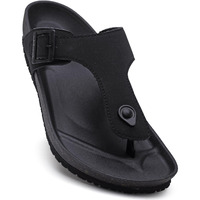 Solethreads Pharaoh | Stylish | | Cushion | Bounce Back | Durable | Velvet Upper | Outdoor | Sandal |Flip Flops For Men | Black | 10Uk