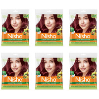 Nisha Cream Hair Color Rich Bright Long Lasting Hair Colouring For Ultra Soft Deep Shine 100% Grey Coverage Conditioning With Natural Herbs Burgundy (Pack Of 6)