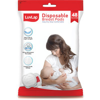 Luvlap Ultra Thin Honeycomb Nursing Breast Pads, 48Pcs, Disposable Maternity Pads, Highly Absorbent & Soft, Discreet Fit Breastfeeding Pad, New Resealable Pack