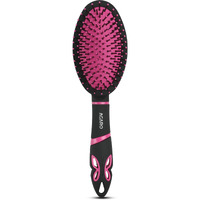Agaro Delight Cushion Hair Brush With Strong & Flexible Nylon Bristles, Having Anti-Static Ball Tips, For Grooming, Straightening, Detangling Hair, Ideal For Men & Women, Pink & Black
