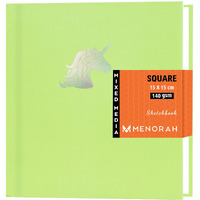 Menorah - Square Hard Sketch Book For Artist -140 Gsm -(58 Sheets/116 Pages)- Cassata Sketchbook (Apple Green, Square) Watercolor;Graphite;Pencils, Paper